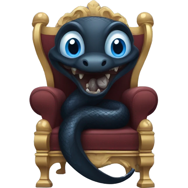 Black evil snake with blue eyes sitting on a throne  emoji