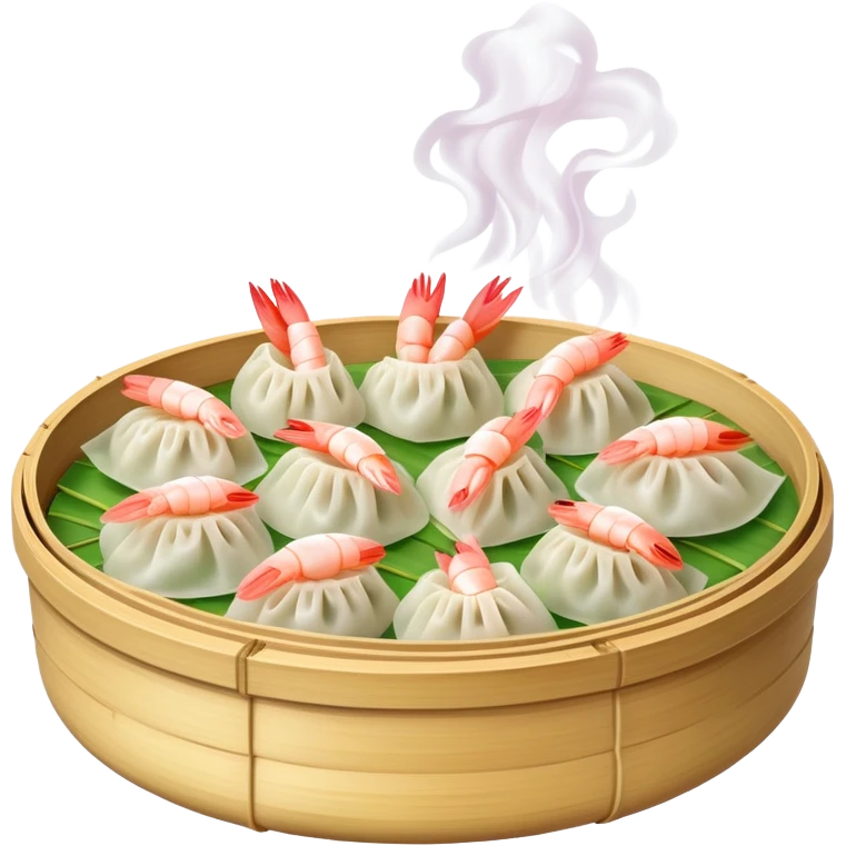 Bamboo steamer of shrimp dumplings  emoji