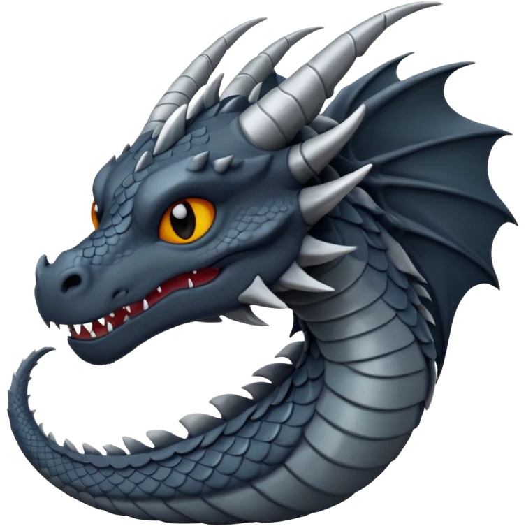 a minimalistic simple dark gray dragon emoji