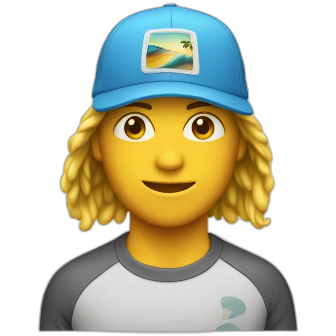 a surfer wearing a cap emoji