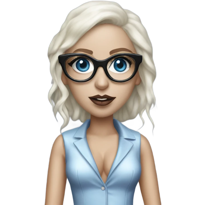 Hyper Realistic lady gaga rain on me blue eyes black glasses  emoji