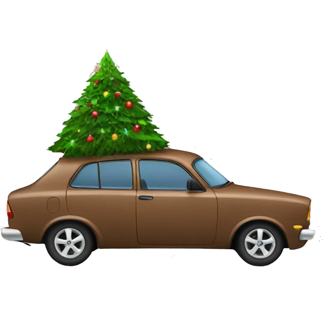 brown Car with Christmas Tree  emoji