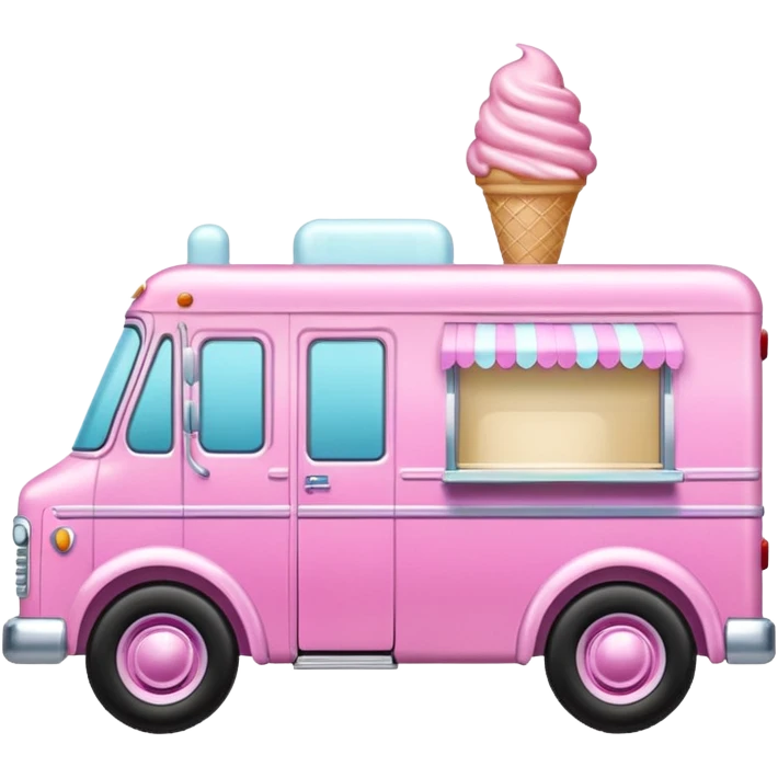 Create a pink ice cream truck on the side emoji