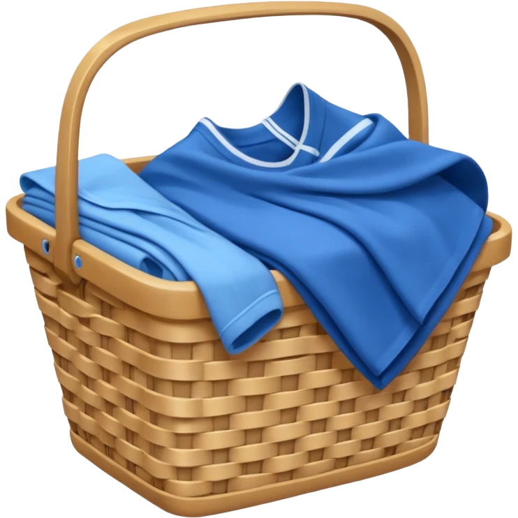 LAUNDRY white BASKET WITH FOLDED blue CLOTHES emoji