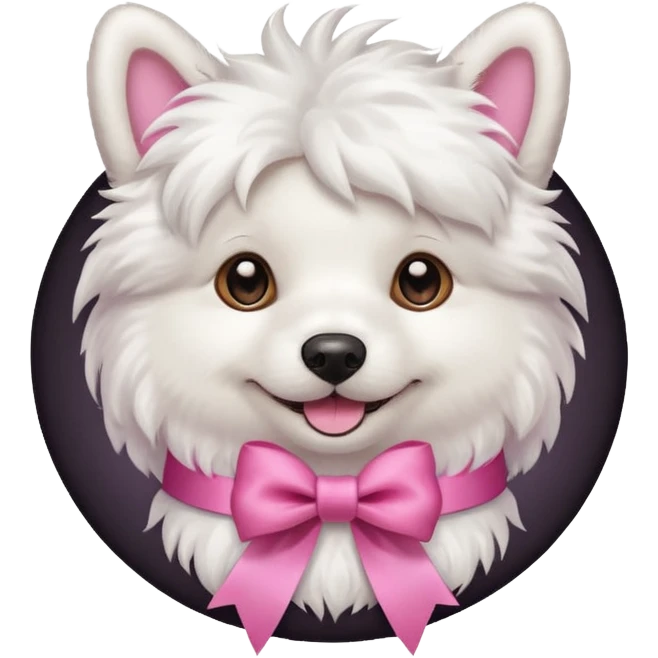 white dog with pink ribbon emoji