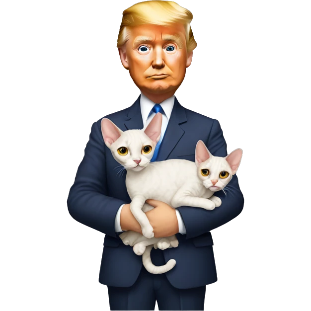 Donald trump holding a Devon Rex cat in his arms emoji