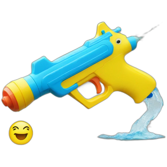 KMS water gun next to smiley face emoji