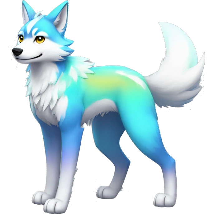 Colorful Shiny Fionbri-Falvie-sparkle-wolf-sona with markings full body emoji