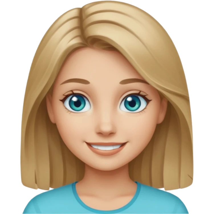 girl with dark blonde hair with aquamarine eyes emoji