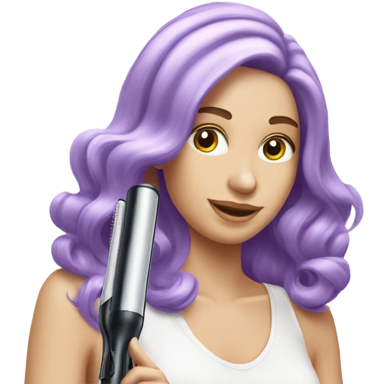 pastel purple hair straightener curling iron emoji