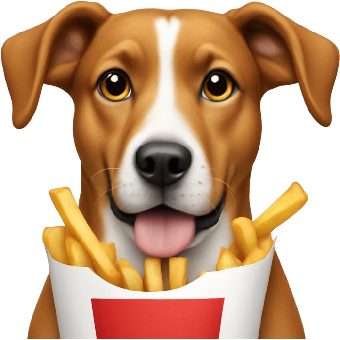 A dog holding fries emoji