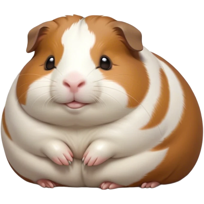 Meme-Worthy Cute Sleeping Brown and White Banded Guinea Pig Portrait Emoji, Head resting peacefully with a contented smile, showcasing a delightfully chubby build and a luxuriously soft banded coat of brown and white, eyes shut in a serene, cozy nap, Simplified yet hilariously adorable features, highly detailed, glowing with a soft, drowsy light, high shine, relaxed and utterly lovable, stylized with an air of playful laziness, bright and heartwarming, soft glowing outline, capturing the essence of a comically sleepy guinea pig, so meme-worthy it feels like it could instantly become the next viral sensation of adorable slumber! emoji