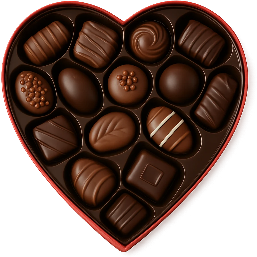 heart-shaped box of chocolates, no background emoji