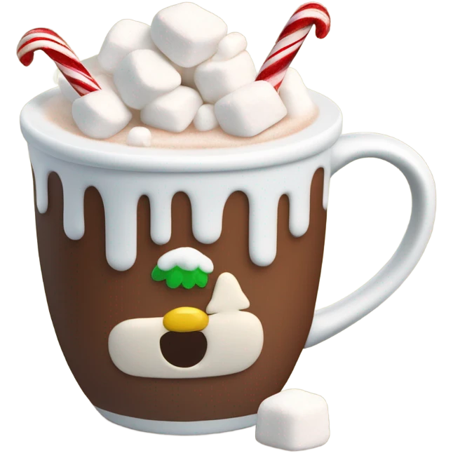 Hot chocolate with marshmallows Christmas themed  emoji