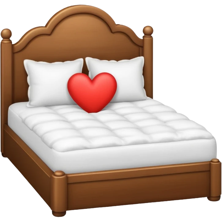 white bed with heart emoji