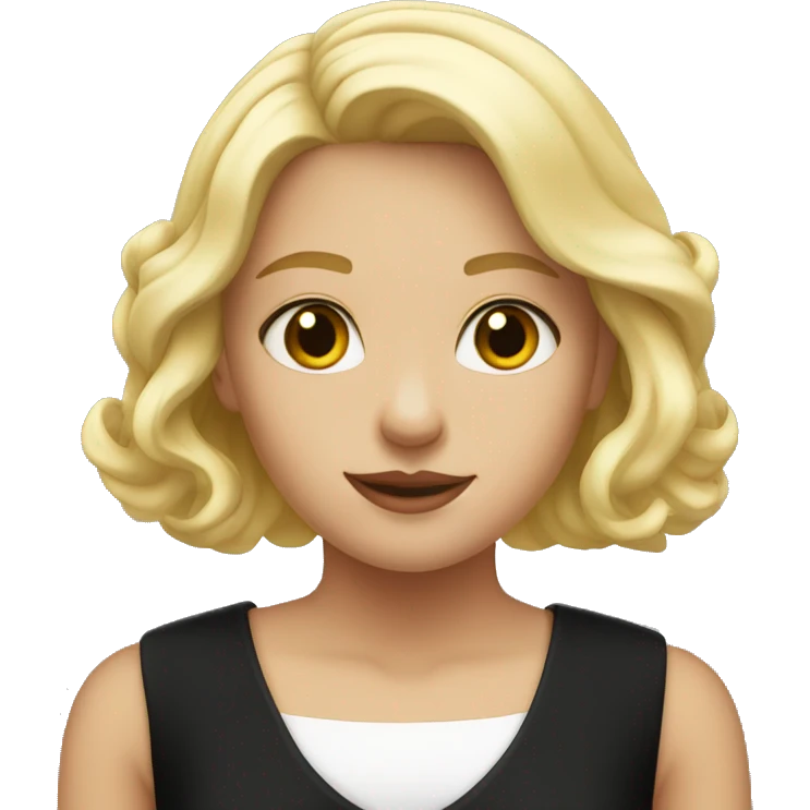 Blonde girl in a black dress with a white neckline emoji
