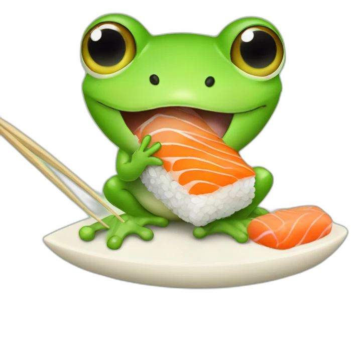 Cute Baby frog eating sushi emoji