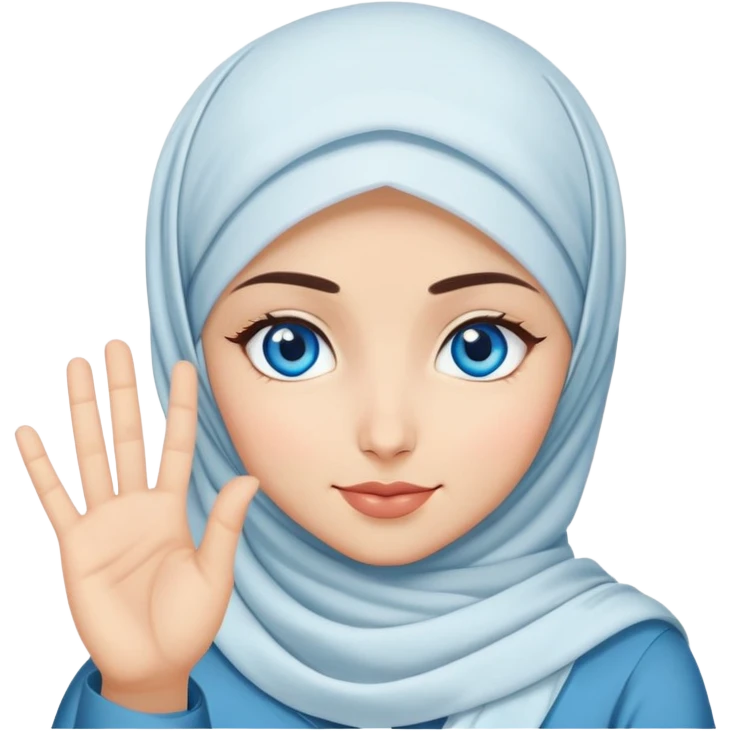 Turkish beautiful finish Konya girl blue eyes with hijab and says saying love with hand gesture emoji