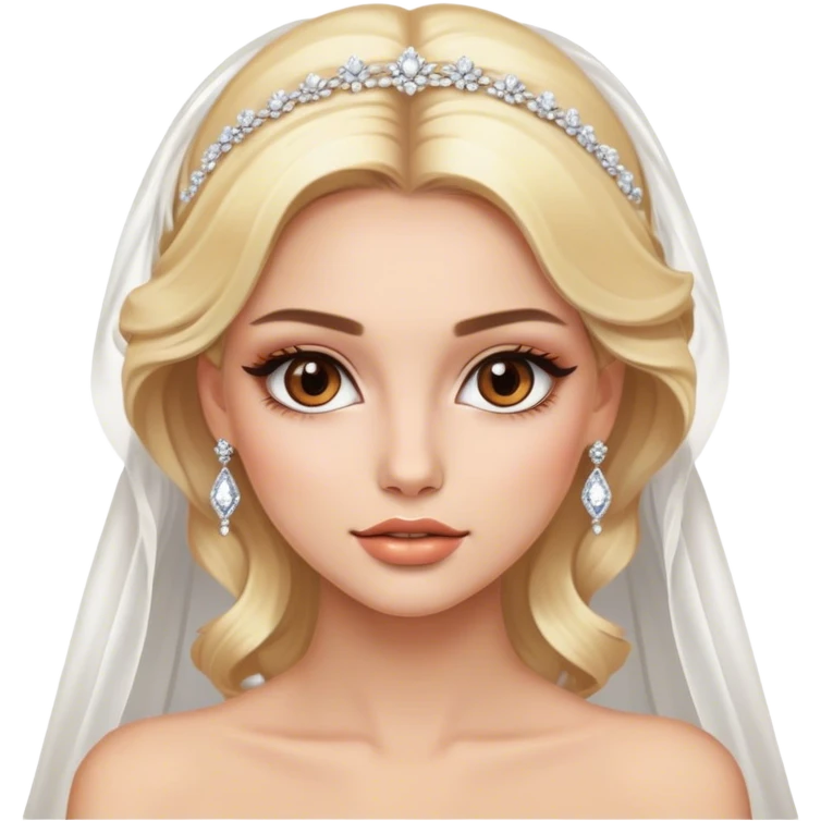 blonde model with brown eyes, luxury makeup, bridal emoji