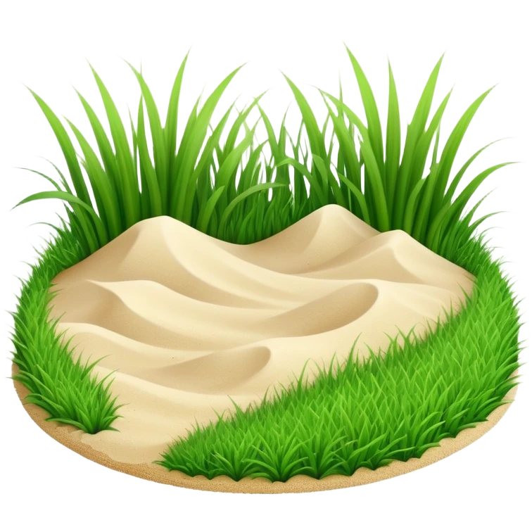 generate realistic detailed grass in 3d style with sand  emoji