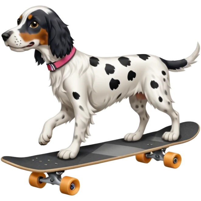 English Setter riding a skateboard emoji