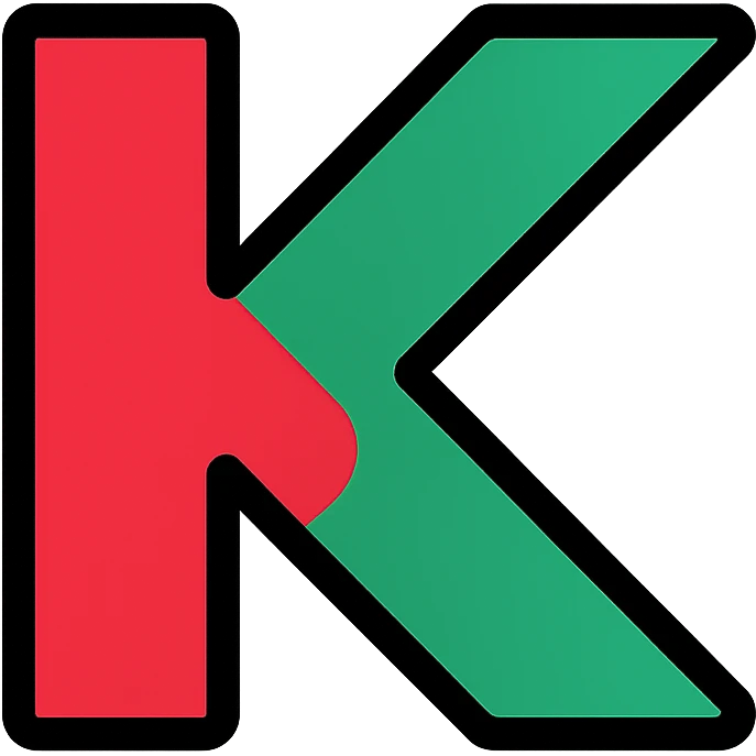 Kaspa cryptocurrency K symbol in red and green colors emoji