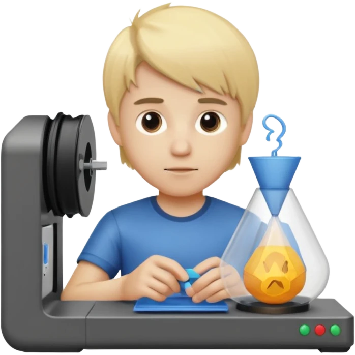 Boy with blonde hair using 3D Printer emoji