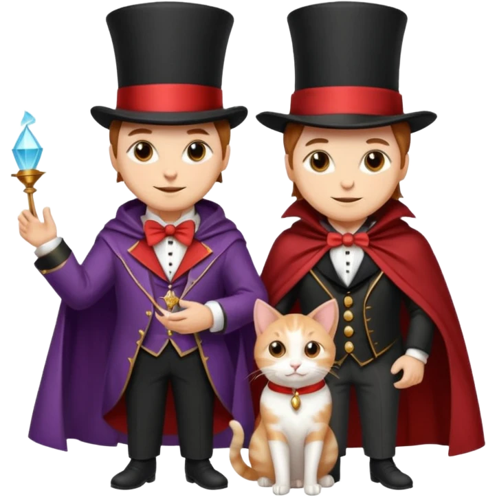 magician couple and their pet cat emoji