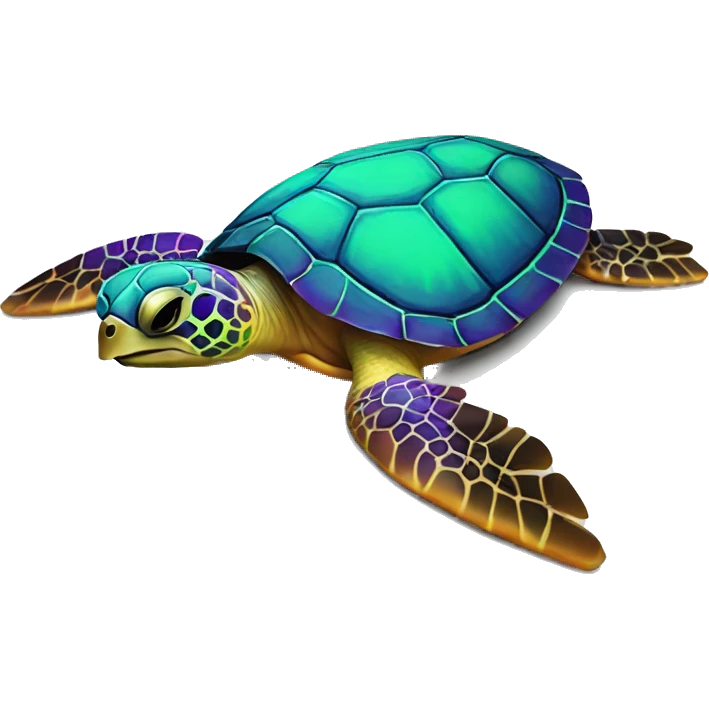 Neon sea turtle emoji