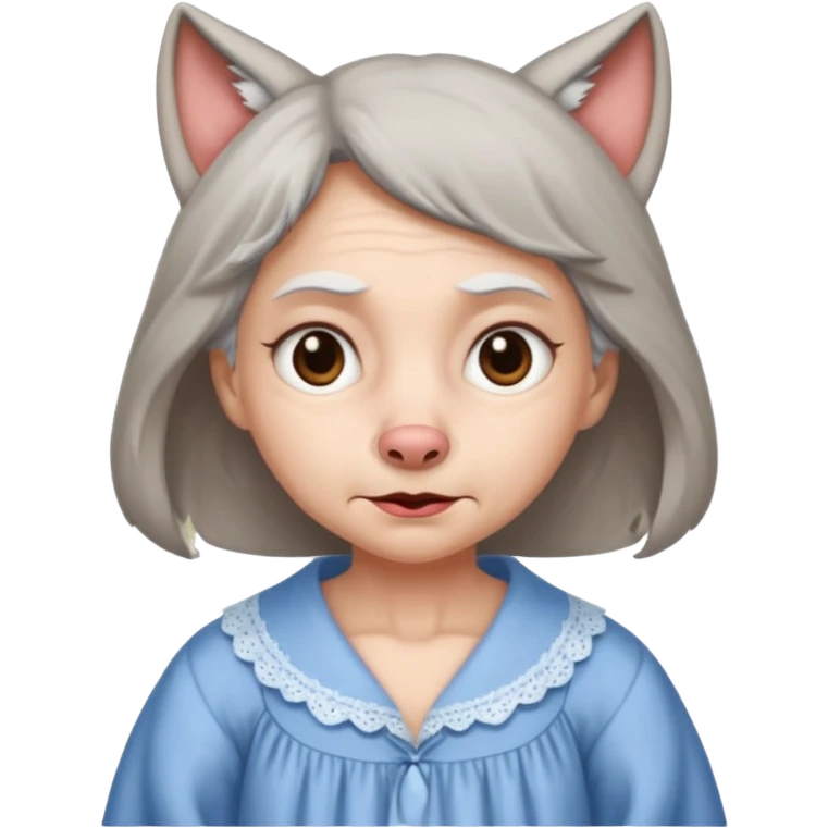 The big bad wolf put on Grandma's clothes and disguised itself as a human. emoji