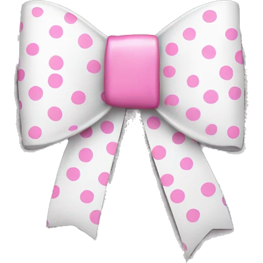 White bow with pink dots  emoji