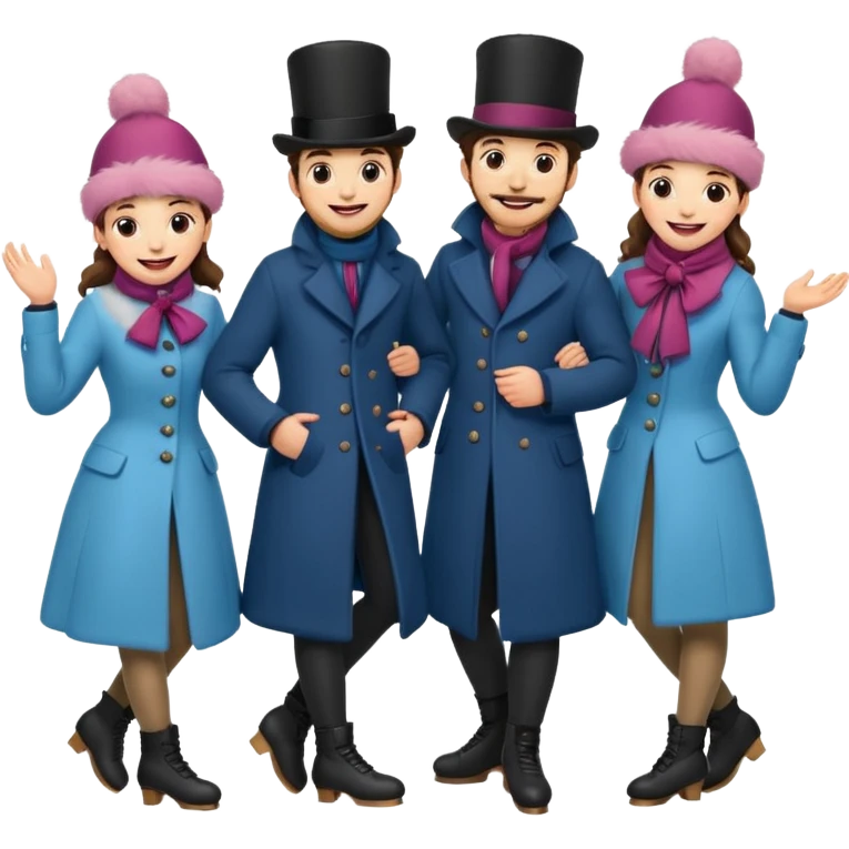 group of vistorian ice skaters ona  frozen lake emoji
