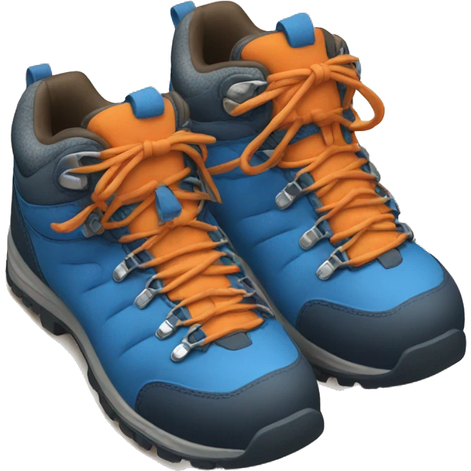 hiking shoes one orange and the other one blue emoji