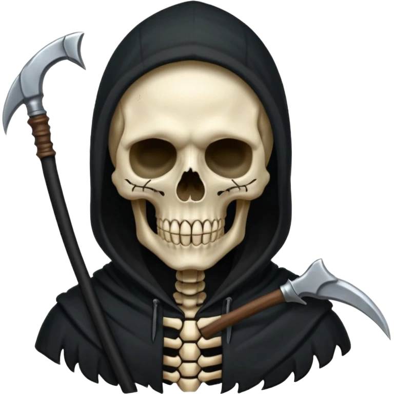 zoomed black hood skull scythe emoji
