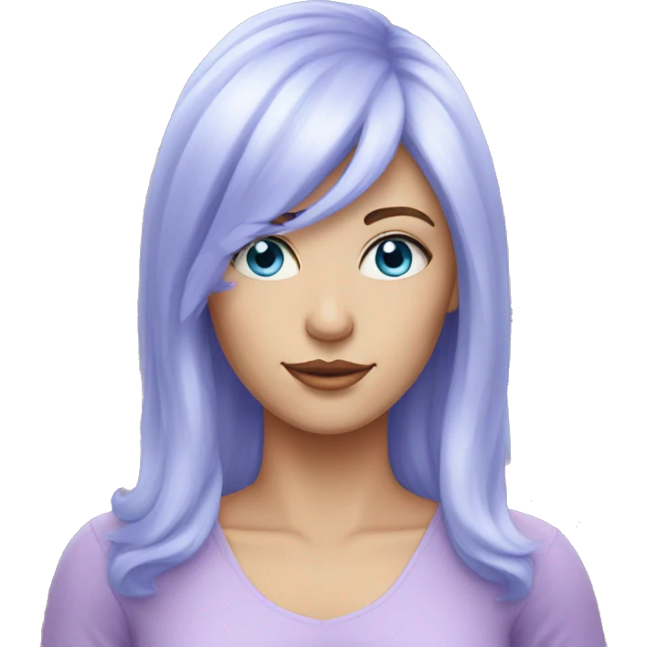 white woman with blue eyes and lilac wig emoji