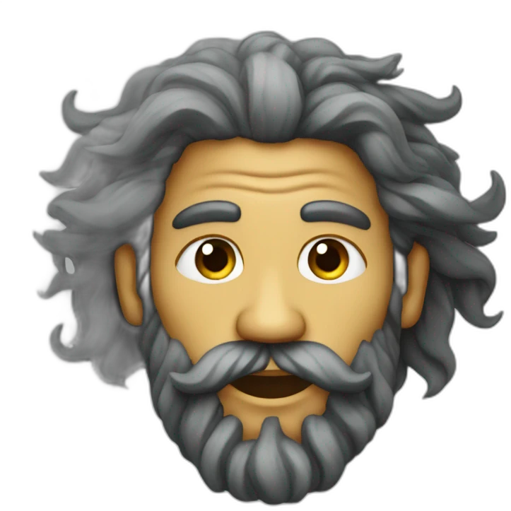 Poseidon's face with rastafarian hair emoji
