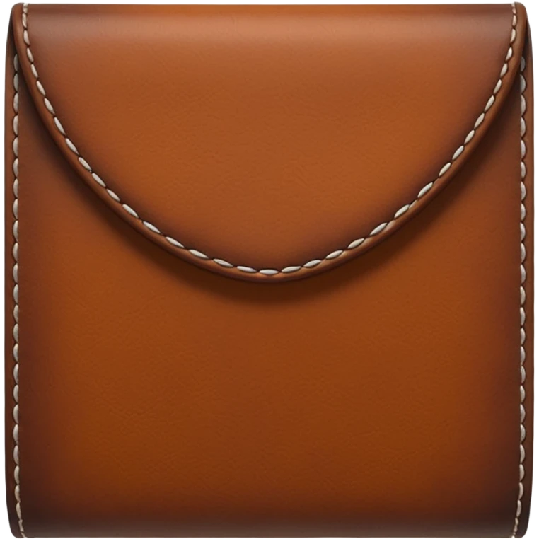 A 3D Apple-style emoji of an industrial leather material, shown as a neatly folded or rolled sheet of dark brown leather with visible texture and stitching details, giving a modern and manufactured look, clean and simple design, no background emoji