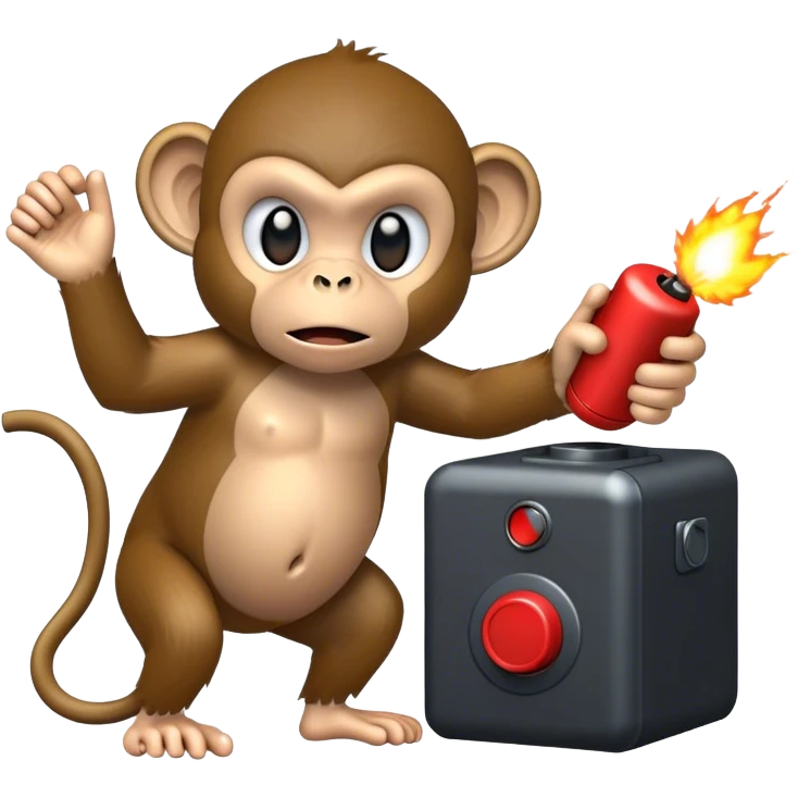 Monkey threatening to push the button on a bomb detonator emoji