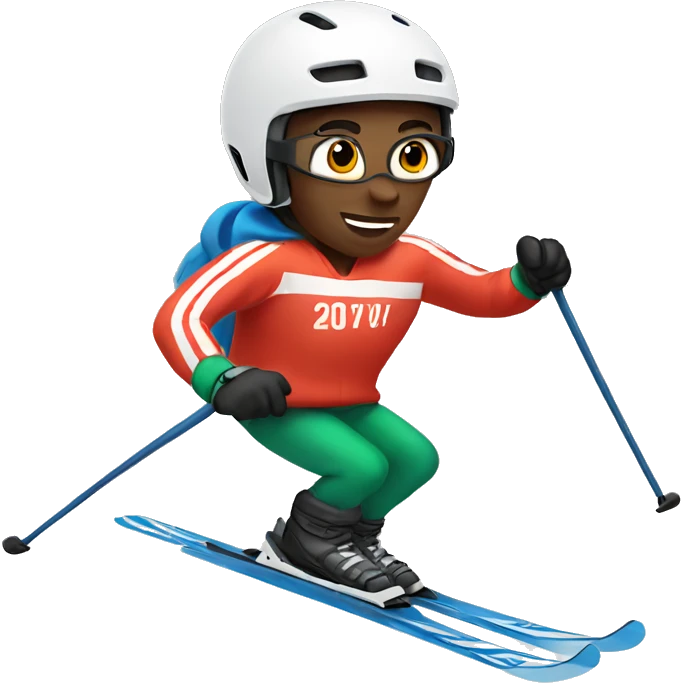 Skier skiing wearing a football Jersey emoji