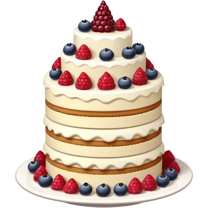 A layered tower of desserts with frosting emoji