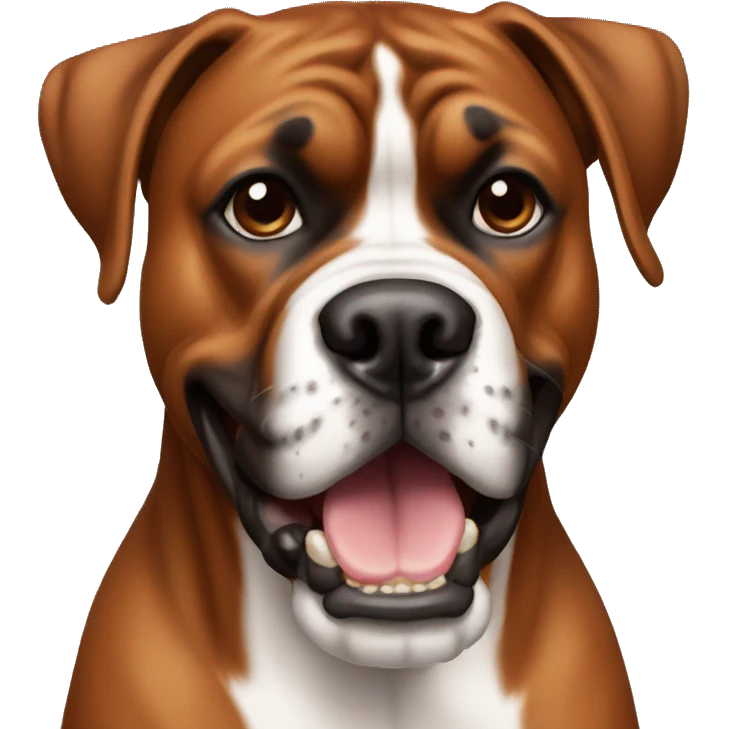 brown boxer dog with an underbite showing teeth emoji