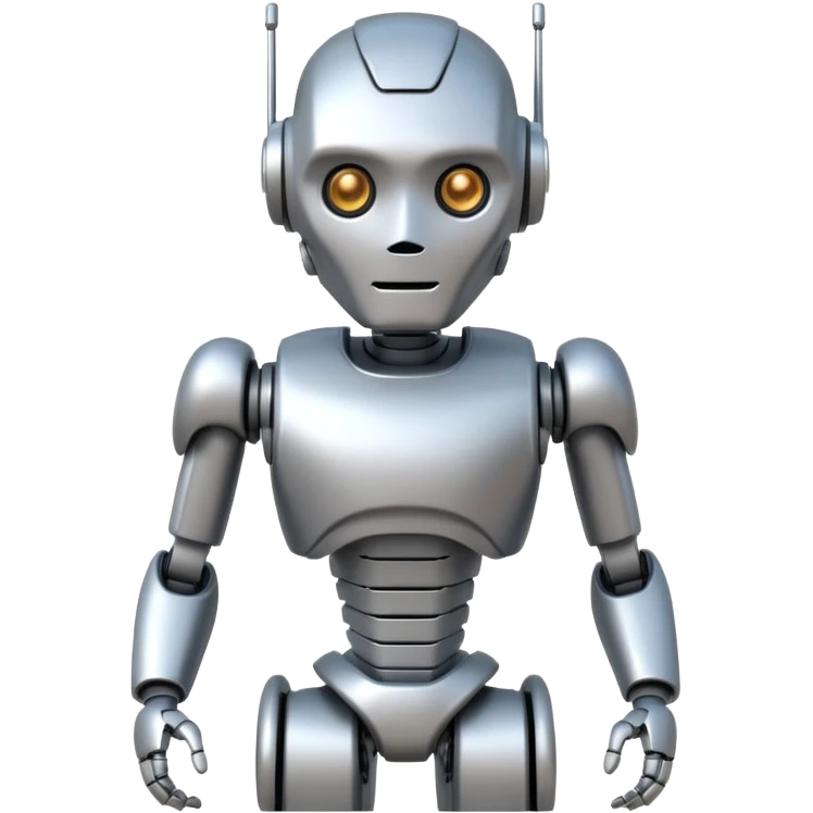 robot picking running, face direct to camera, half body, emoji