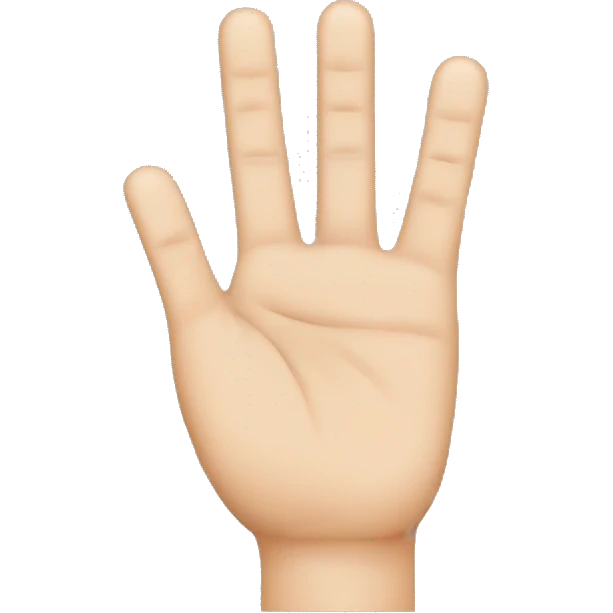 hand with three fingers raised, thumb, middle index emoji