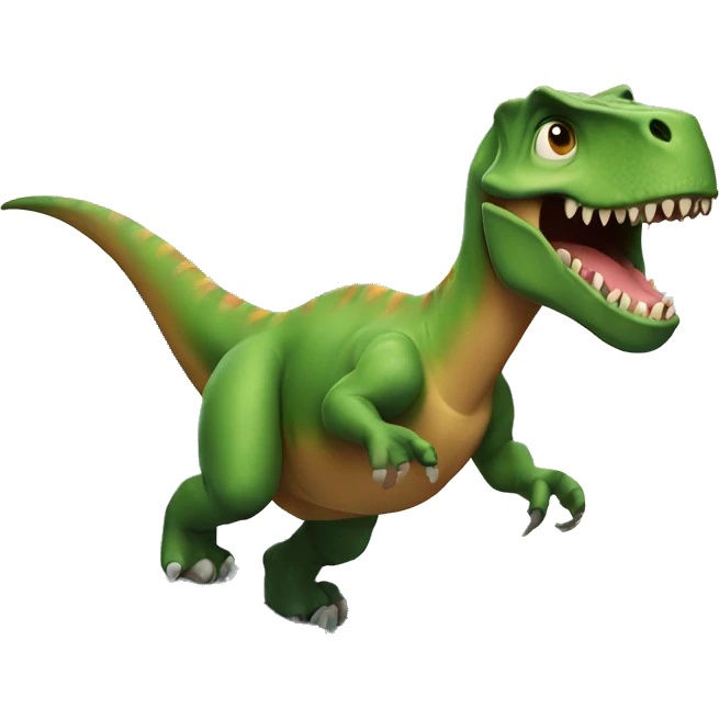 a dinosaur surfing emoji