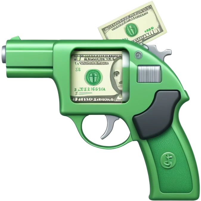 cash gun shooting dollar bills emoji