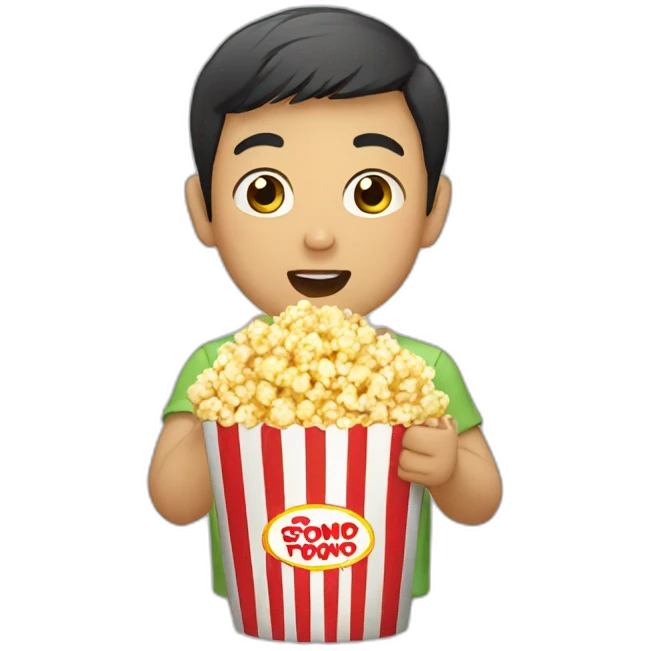asian boy eating popcorn emoji