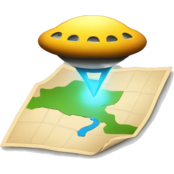 map with pin and UFO emoji
