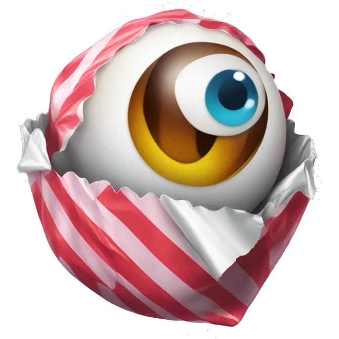 An eyeball in a candy wrapper emoji
