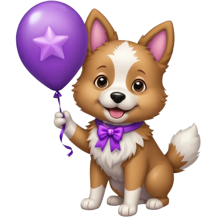 Dog hold purple star balloon emoji