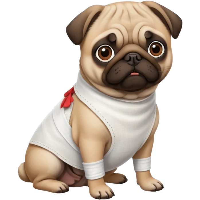 Pug with a broken left leg in bandage emoji